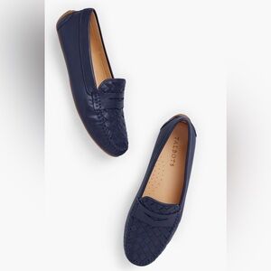 Talbots Navy Women's “Taylor” Woven Leather Driving Loafers.